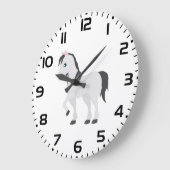 Cute Gray Pony Cartoon Whimsical Horse Grote Klok (Hoek)