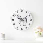Cute Gray Pony Cartoon Whimsical Horse Grote Klok (Huis)