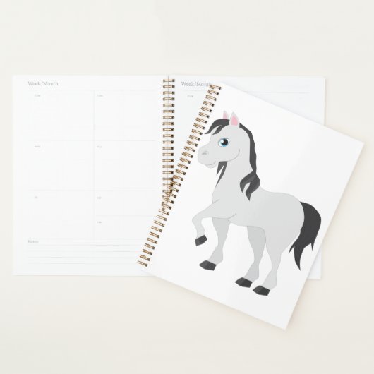 Cute Gray Pony Cartoon Whimsical Horse Planner (Display)