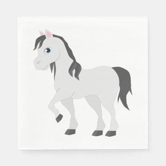 Cute Gray Pony Cartoon Whimsical Horse Servet (Voorkant)