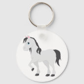 Cute Gray Pony Cartoon Whimsical Horse Sleutelhanger (Achterkant)