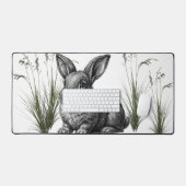 Cute Gray Rabbit Among the Grass Bureaumat (Keyboard & Muis)