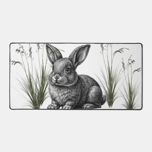 Cute Gray Rabbit Among the Grass Bureaumat (Voorkant)
