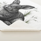 Cute Gray Rabbit Among the Grass Sherpa Deken (3/4)