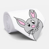 Cute Gray Rabbit Easter Holiday Stropdas (Opgerold)
