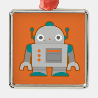 Cute Gray Robot Metalen Ornament