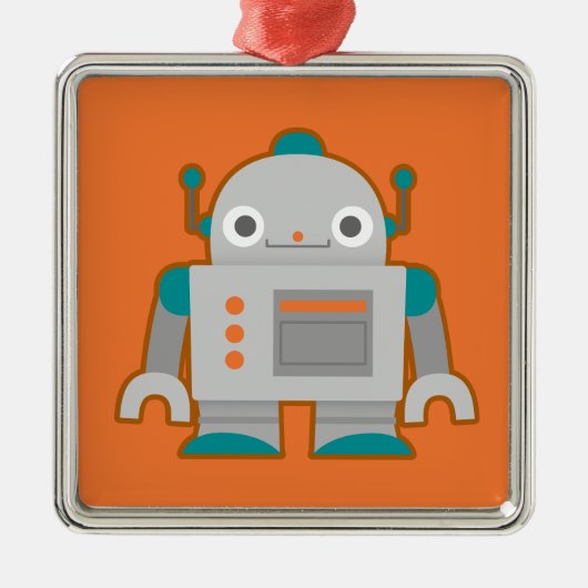 Cute Gray Robot Metalen Ornament (Voorkant)