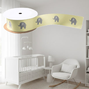 Cute gray safari-olifant baby shower satijnen lint