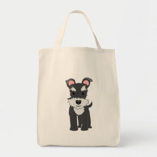 Cute gray schnauzer puppy tote bag