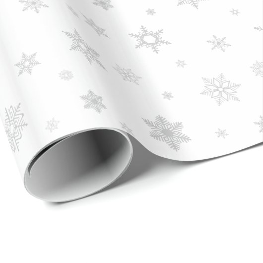 Cute Gray Snowflake Pattern Cadeaupapier (Rol Hoek)