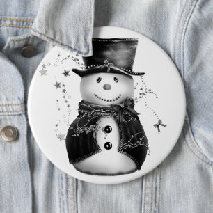 Cute Gray Snowman-kerstButton Ronde Button 6,0 Cm