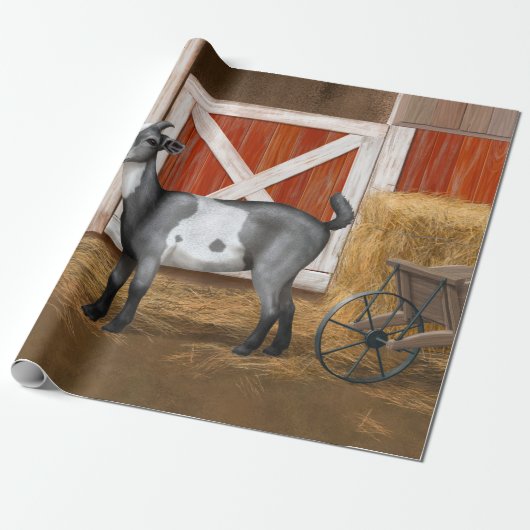 Cute Gray Spotted Goat Cadeaupapier (Uitgerold)