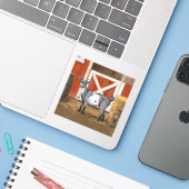 Cute Gray Spotted Goat Sticker (Laptop met iPhone)