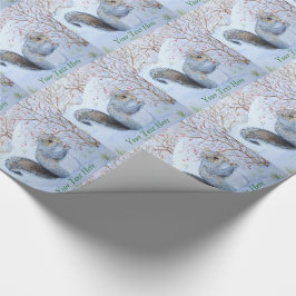 Cute gray squirrel sneeuwscène bij wilde dieren ke cadeaupapier