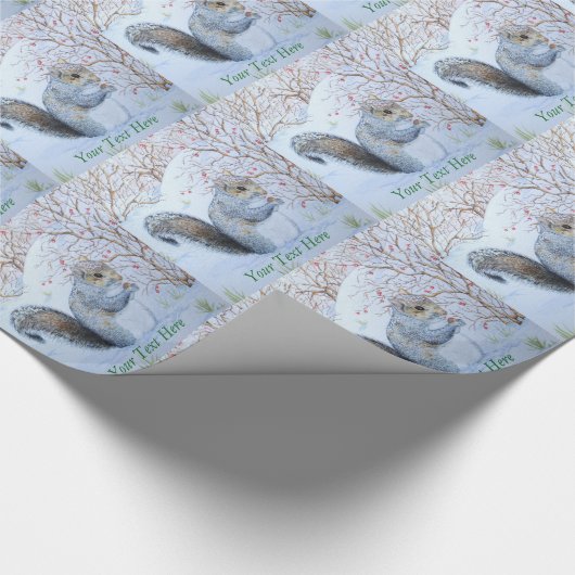 Cute gray squirrel sneeuwscène bij wilde dieren ke cadeaupapier (Hoek)