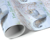 Cute gray squirrel sneeuwscène bij wilde dieren ke cadeaupapier (Rol Hoek)