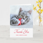Cute Gray Tabby Cat Kerstmis Pet Xmas Kaart (Gele Bloem)