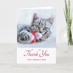 Cute Gray Tabby Cat Kerstmis Pet Xmas Kaart