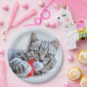 Cute Gray Tabby Cat Kerstmis Pet Xmas Papieren Bordje (Feest)