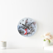 Cute Gray Tabby Cat Kerstmis Pet Xmas Ronde Klok (Huis)