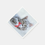 Cute Gray Tabby Cat Kerstmis Pet Xmas Servet (Hoek)
