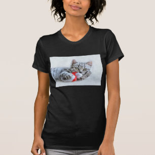 Cute Gray Tabby Cat Kerstmis Pet Xmas T-shirt
