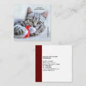 Cute Gray Tabby Cat Kerstmis Pet Xmas Vierkante Visitekaartje (Voorkant / Achterkant)