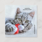 Cute Gray Tabby Cat Kerstmis Pet Xmas Vierkante Visitekaartje (Voorkant)