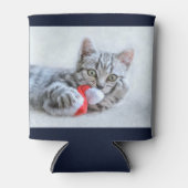 Cute Gray Tabby Cat met kerstPet Xmas Blikjeskoeler (Voorkant)
