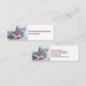 Cute Gray Tabby Cat met kerstPet Xmas Mini Visitekaartje (Voorkant / Achterkant)