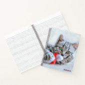 Cute Gray Tabby Cat met kerstPet Xmas Notitieboek (Binnen)