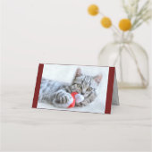 Cute Gray Tabby Cat met kerstPet Xmas Plaatskaartje (Voorkant)