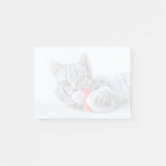 Cute Gray Tabby Cat met kerstPet Xmas Post-it® Notes (Voorkant)