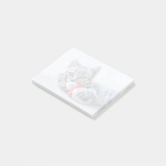 Cute Gray Tabby Cat met kerstPet Xmas Post-it® Notes (Schuin)