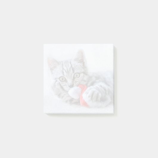 Cute Gray Tabby Cat met kerstPet Xmas Post-it® Notes (Voorkant)