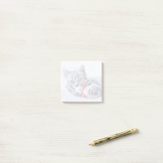 Cute Gray Tabby Cat met kerstPet Xmas Post-it® Notes (Op bureau)