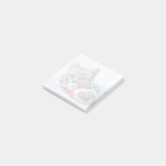 Cute Gray Tabby Cat met kerstPet Xmas Post-it® Notes (Schuin)