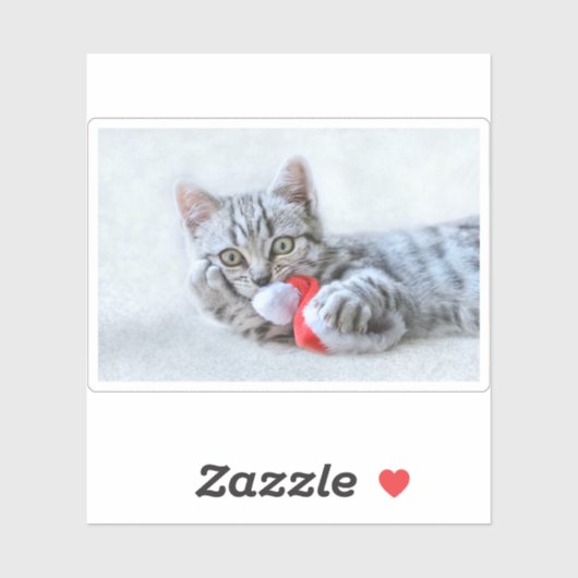 Cute Gray Tabby Cat met kerstPet Xmas Sticker (Vel)