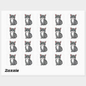 Cute Gray Tabby Cat Sticker – Adorable Cartoon Kit (Vel)