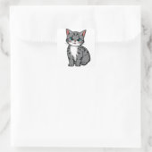Cute Gray Tabby Cat Sticker – Adorable Cartoon Kit (Tas)