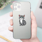 Cute Gray Tabby Cat Sticker – Adorable Cartoon Kit (Telefoon)