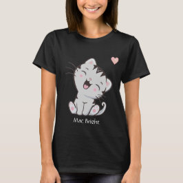 Cute Gray Tabby Kitty Cat & Heart T-Shirt