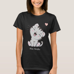 Cute Gray Tabby Kitty Cat & Heart T-Shirt