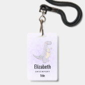 Cute Gray Tyrannosaurus Rex Dinosaur Speelgoed Badge (Voorzijde met lanyard)