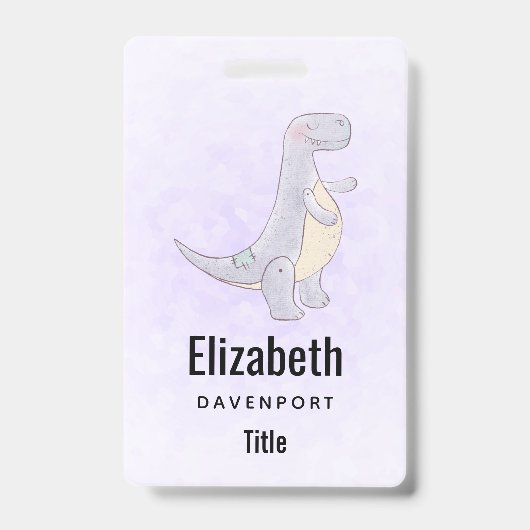 Cute Gray Tyrannosaurus Rex Dinosaur Speelgoed Badge (Voorzijde)