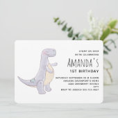 Cute Gray Tyrannosaurus Rex Dinosaur Speelgoed Bir Kaart (Staand voorkant)