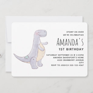 Cute Gray Tyrannosaurus Rex Dinosaur Speelgoed Bir Kaart
