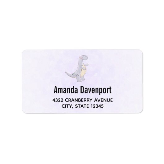 Cute Gray Tyrannosaurus Rex Dinosaur Speelgoed Etiket (Voorkant)