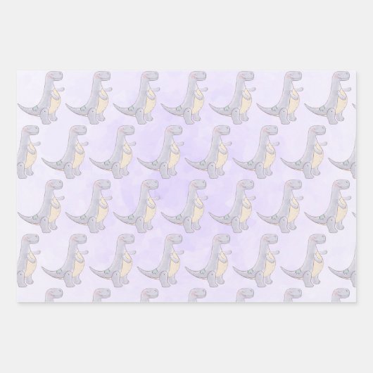 Cute Gray Tyrannosaurus Rex Dinosaur Speelgoed Inpakpapier Vel (Voorkant 2)