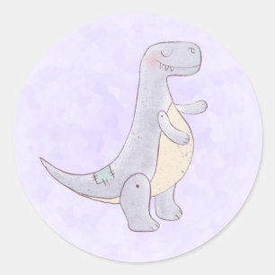 Cute Gray Tyrannosaurus Rex Dinosaur Speelgoed Ronde Sticker